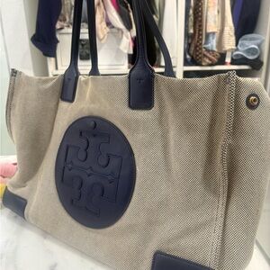 Tory Burch Navy and Cream Tote Bag